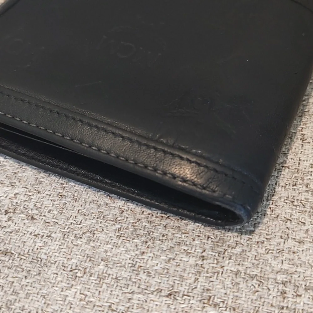 MCM Bifold Mens Wallet•Black on Black•Used•ID Holder•